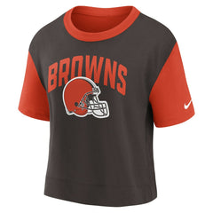 Cleveland Browns Women's High Hip Fashion T-Shirt Orange/Brown | Nike for Sale