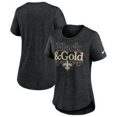New Orleans Saints Women's Local Fashion Tri-Blend T-Shirt Heather Black | Nike for Sale