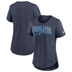 Tennessee Titans Women's Local Fashion Tri-Blend T-Shirt Heather Navy | Nike for Sale