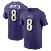 Lamar Jackson Baltimore Ravens Player Name & Number T-Shirt Purple | Nike for Sale