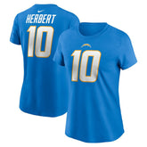 Justin Herbert Los Angeles Chargers Women's Player Name & Number T-Shirt Powder Blue | Nike for Sale