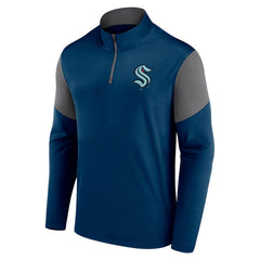 Seattle Kraken Fanatics Logo Quarter-Zip Top - Deep Sea Blue - NHL