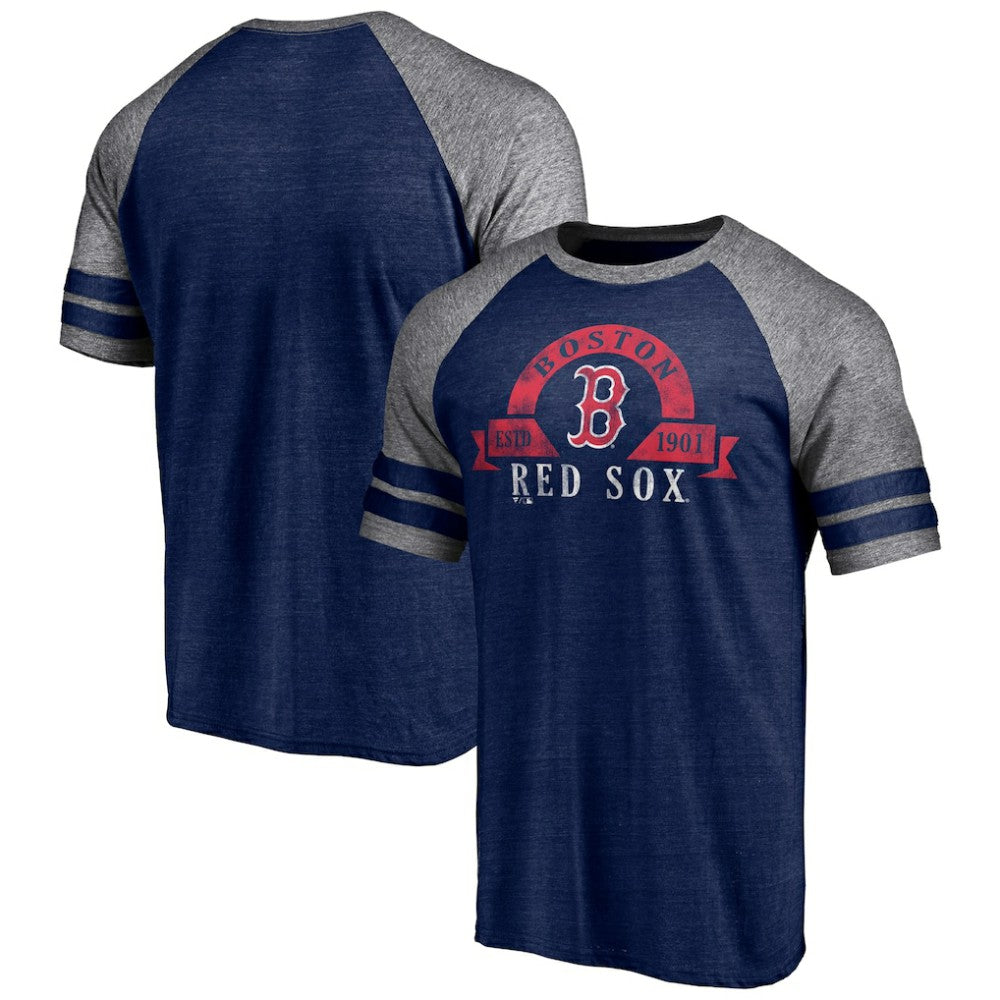 Boston Red Sox Fanatics Utility Two-Stripe Raglan Tri-Blend T-Shirt - MLB