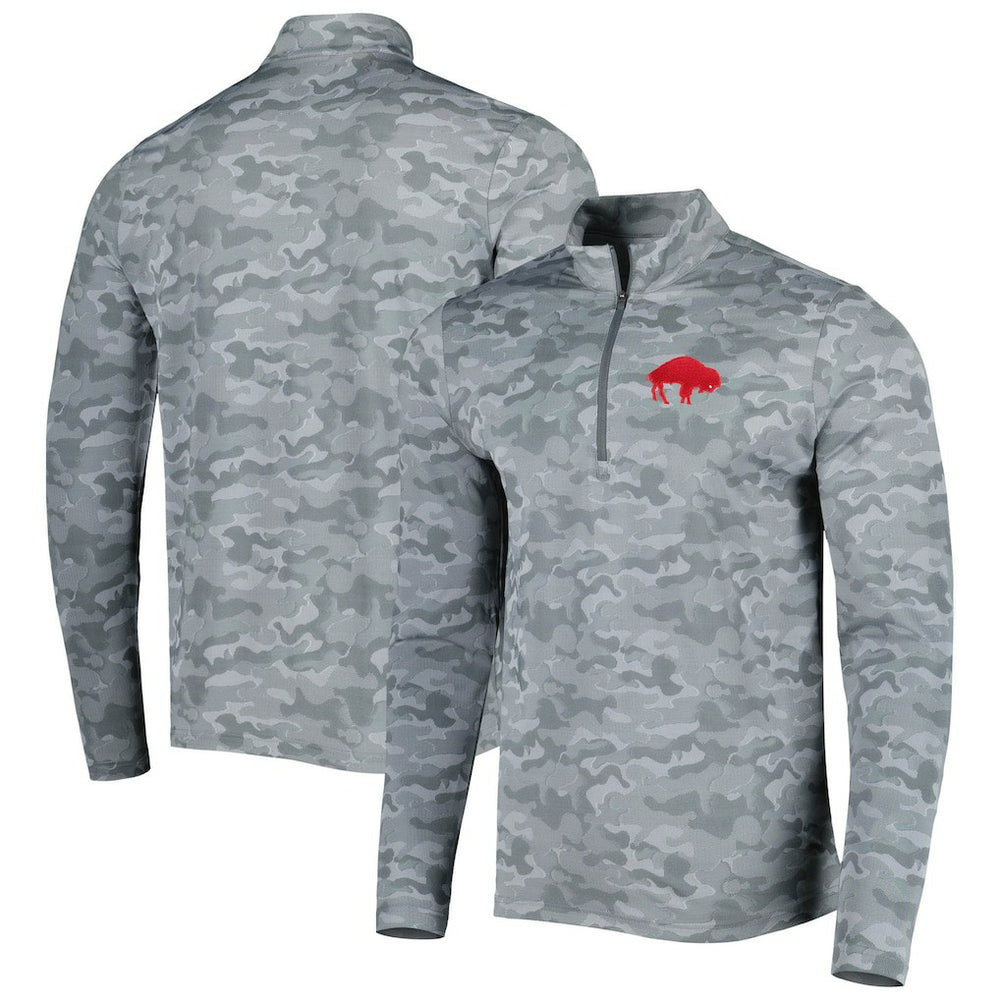 Buffalo Bills Antigua Brigade Throwback Quarter-Zip Top Gray | NFL