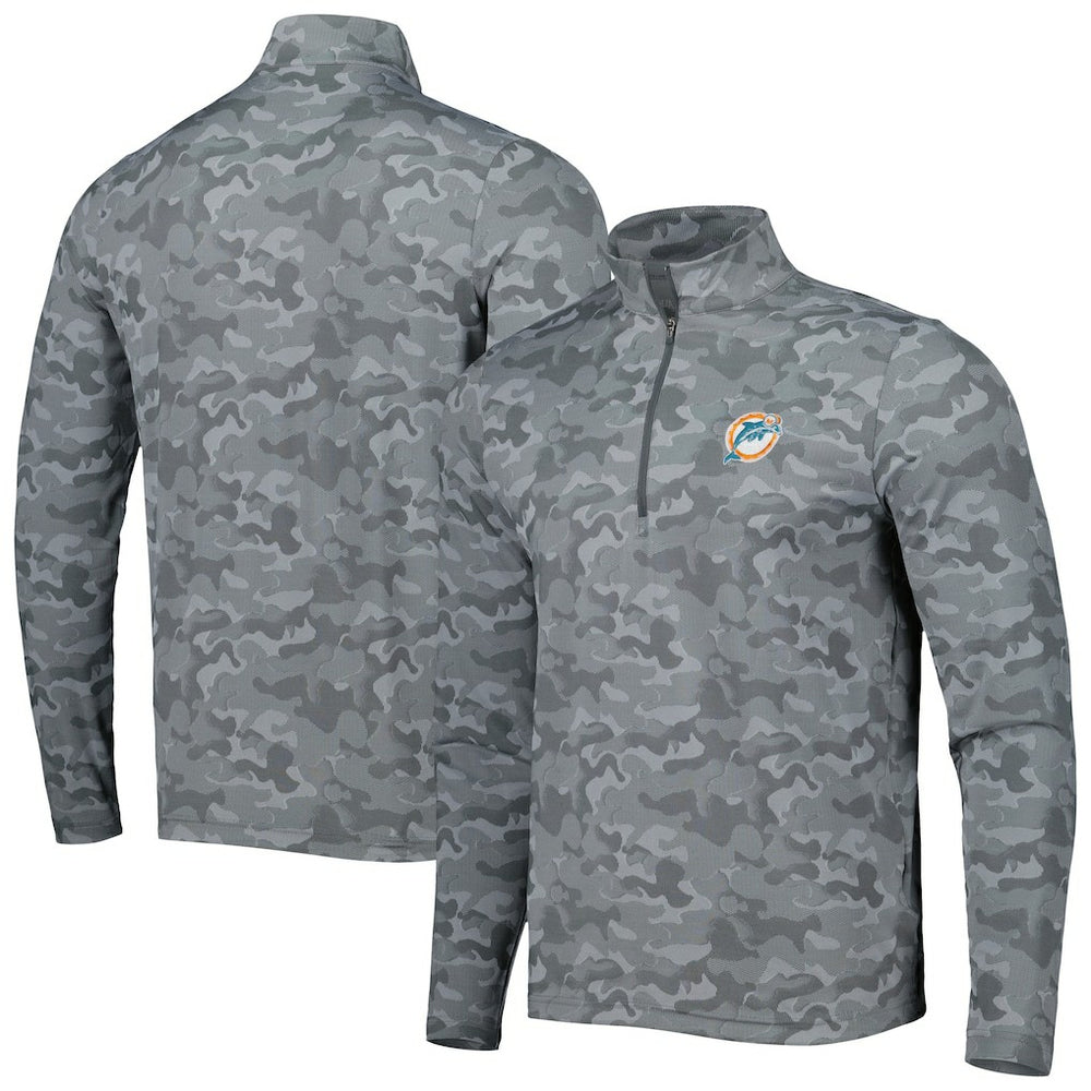Miami Dolphins Antigua Brigade Throwback Quarter-Zip Top Gray | NFL