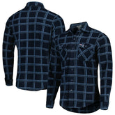 New England Patriots Antigua Industry Flannel Button-Up Shirt Jacket Navy | NFL