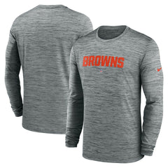 Cleveland Browns Sideline Team Velocity Performance Long Sleeve T-Shirt Heather Gray | Nike for Sale