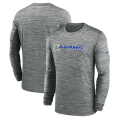 Los Angeles Rams Sideline Team Velocity Performance Long Sleeve T-Shirt Heather Gray | Nike for Sale