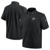Atlanta Falcons Sideline Coach Short Sleeve Hoodie Quarter-Zip Jacket - Black | Nike for Sale
