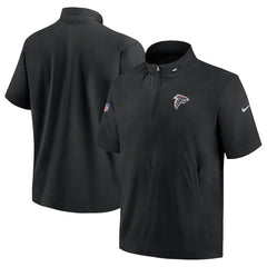 Atlanta Falcons Sideline Coach Short Sleeve Hoodie Quarter-Zip Jacket - Black | Nike for Sale