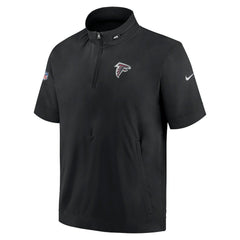 Atlanta Falcons Sideline Coach Short Sleeve Hoodie Quarter-Zip Jacket - Black | Nike for Sale