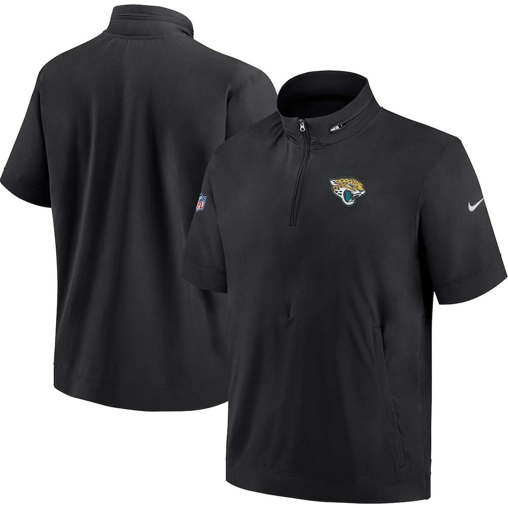 Jacksonville Jaguars Sideline Coach Short Sleeve Hoodie Quarter-Zip Jacket - Black | Nike for Sale
