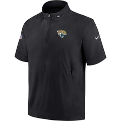 Jacksonville Jaguars Sideline Coach Short Sleeve Hoodie Quarter-Zip Jacket - Black | Nike for Sale