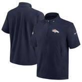 Denver Broncos Sideline Coach Short Sleeve Hoodie Quarter-Zip Jacket - Navy | Nike for Sale