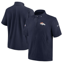 Denver Broncos Sideline Coach Short Sleeve Hoodie Quarter-Zip Jacket - Navy | Nike for Sale