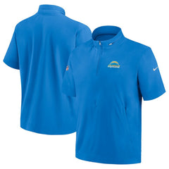 Los Angeles Chargers Sideline Coach Short Sleeve Hoodie Quarter-Zip Jacket - Powder Blue | Nike for Sale