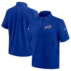 Buffalo Bills Sideline Coach Short Sleeve Hoodie Quarter-Zip Jacket - Royal | Nike for Sale