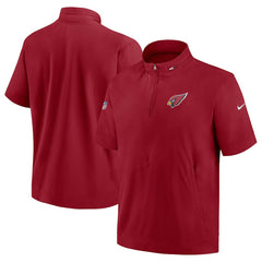 Arizona Cardinals Sideline Coach Short Sleeve Hoodie Quarter-Zip Jacket - Cardinal | Nike for Sale