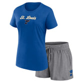 St. Louis Blues Fanatics Women's Script T-Shirt & Shorts Set - Blue/Gray - NHL
