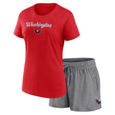 Washington Capitals Fanatics Women's Script T-Shirt & Shorts Set - Red/Heather Gray - NHL