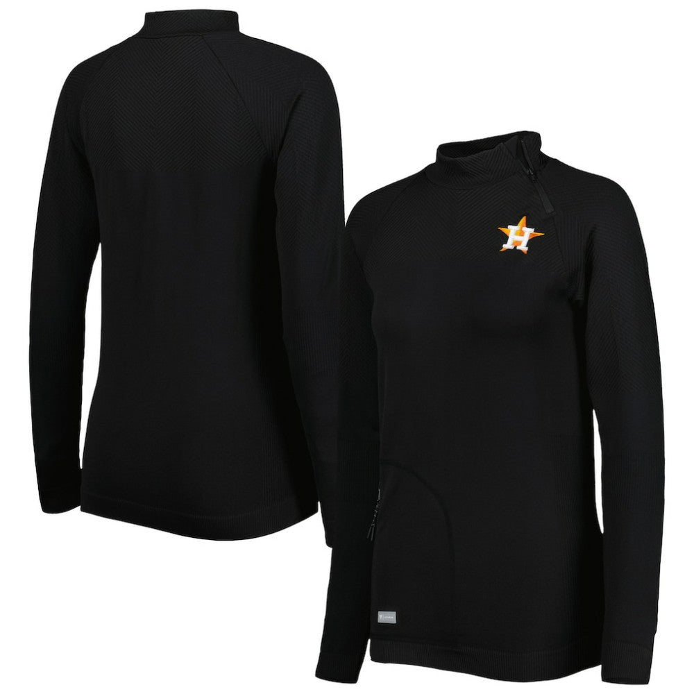 Houston Astros Levelwear Women's Verse Asymmetrical Raglan Tri-Blend Quarter-Zip Jacket - MLB