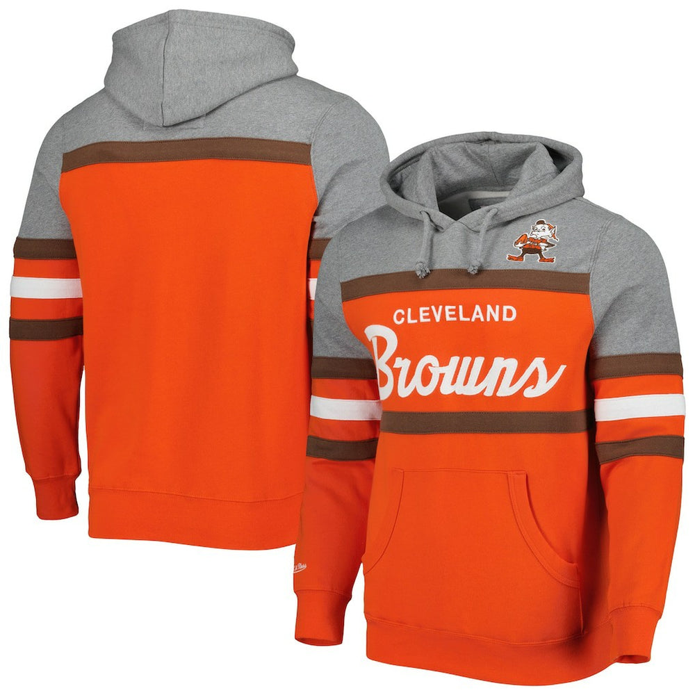 Cleveland Browns Head Coach Pullover Hoodie Orange/Heathered Gray | Mitchell & Ness