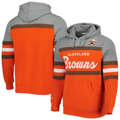 Cleveland Browns Head Coach Pullover Hoodie Orange/Heathered Gray | Mitchell & Ness