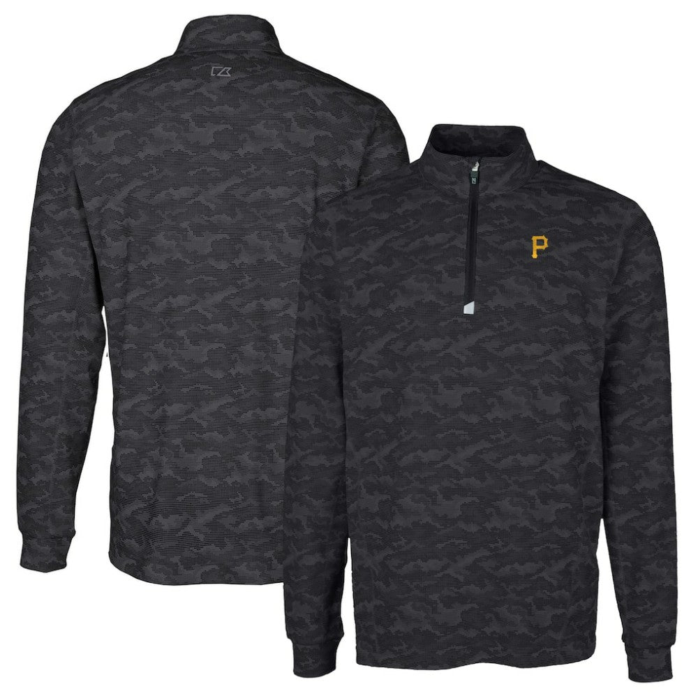 Pittsburgh Pirates Cutter & Buck Big & Tall Traverse Camo Print Stretch Quarter-Zip Pullover Top - MLB