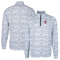 Cleveland Guardians Cutter & Buck Big & Tall Traverse Camo Print Stretch Quarter-Zip Pullover Top - MLB