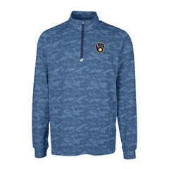 Milwaukee Brewers Cutter & Buck Big & Tall Traverse Camo Print Stretch Quarter-Zip Pullover Top - MLB