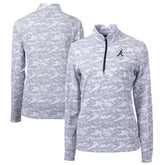 Atlanta Braves Cutter & Buck Women's Traverse Camo Print Stretch Quarter-Zip Pullover Top - MLB