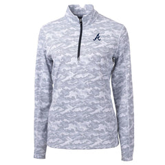 Atlanta Braves Cutter & Buck Women's Traverse Camo Print Stretch Quarter-Zip Pullover Top - MLB