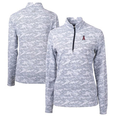 Los Angeles Angels Cutter & Buck Women's Traverse Camo Print Stretch Quarter-Zip Pullover Top - MLB