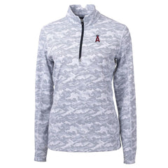 Los Angeles Angels Cutter & Buck Women's Traverse Camo Print Stretch Quarter-Zip Pullover Top - MLB