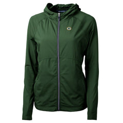 Green Bay Packers Cutter & Buck Women's Adapt Eco Knit Hybrid Recycled Full-Zip Hoodie Hunter Green | NFL