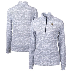 Minnesota Vikings Cutter & Buck Women's Traverse Camo Print Stretch Quarter-Zip Pullover Top Charcoal | NFL