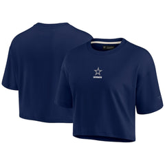 Dallas Cowboys Women's Elements Super Soft Boxy Cropped T-Shirt Navy | Fanatics