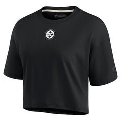 Pittsburgh Steelers Women's Elements Super Soft Boxy Cropped T-Shirt Black | Fanatics