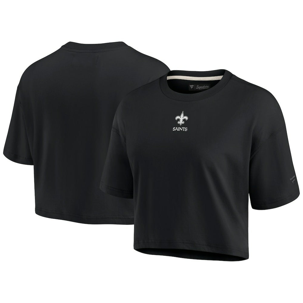 New Orleans Saints Women's Elements Super Soft Boxy Cropped T-Shirt Black | Fanatics