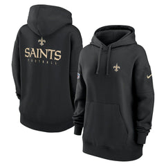 New Orleans Saints Women's 2023 Sideline Club Fleece Pullover Hoodie Black | Nike for Sale