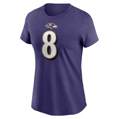 Lamar Jackson Baltimore Ravens Women's Player Name & Number T-Shirt Purple | Nike for Sale