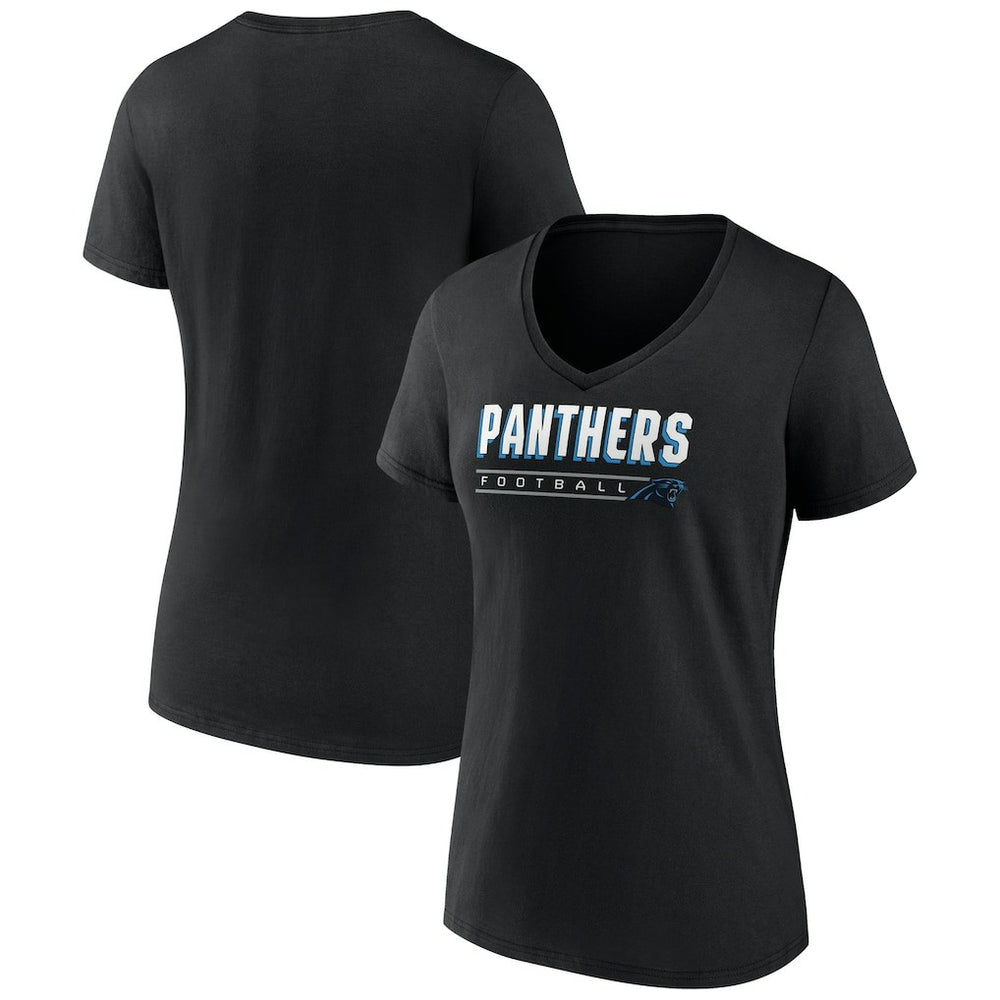 Carolina Panthers Women's Primary Play V-Neck T-Shirt Black | NFL