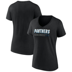 Carolina Panthers Women's Primary Play V-Neck T-Shirt Black | NFL