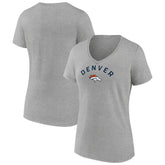 Denver Broncos Women's Team Arc V-Neck T-Shirt Heather Gray | NFL