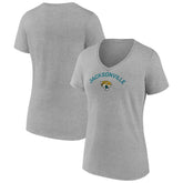 Jacksonville Jaguars Women's Team Arc V-Neck T-Shirt Heather Gray | NFL