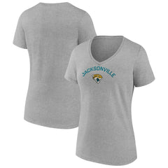 Jacksonville Jaguars Women's Team Arc V-Neck T-Shirt Heather Gray | NFL