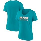 Miami Dolphins Women's Primary Play V-Neck T-Shirt Aqua | NFL