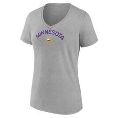 Minnesota Vikings Women's Team Arc V-Neck T-Shirt Heather Gray | NFL