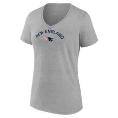 New England Patriots Women's Team Arc V-Neck T-Shirt Heather Gray | NFL