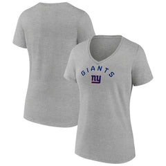 New York Giants Women's Team Arc V-Neck T-Shirt Heather Gray | NFL